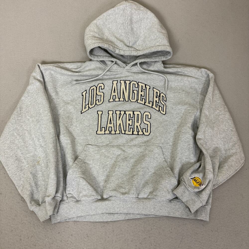 NBA Los Angeles Lakers Hoodie Sweatshirt Gray Mens Size Large Pullover
